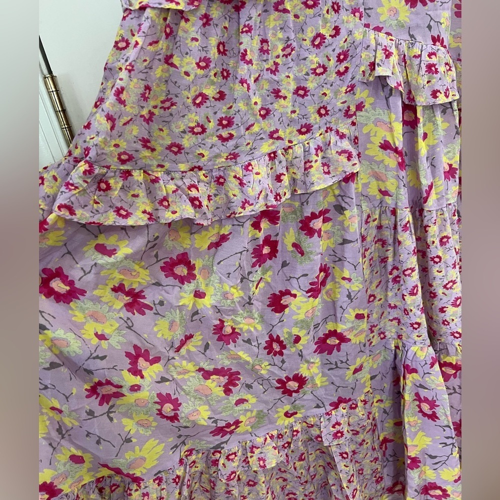 SUNDANCE Pretty Petals Lavender Ruffle Cottage Floral Garden Dress - Size M - Picture 4 of 9